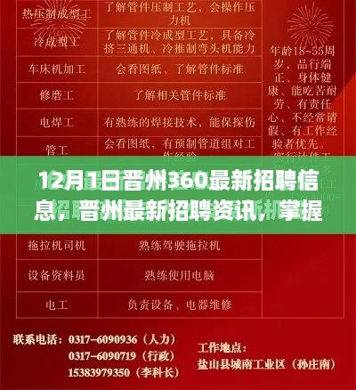 晋州最新招聘资讯大全，掌握求职秘籍，轻松找到心仪工作（12月版）