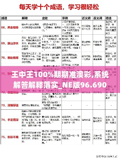 王中王100%期期准澳彩,系统解答解释落实_NE版96.690-8