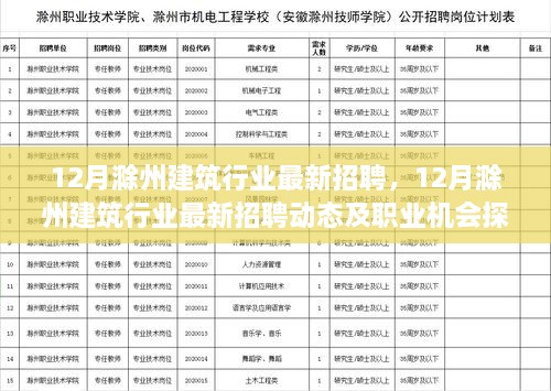 12月滁州建筑行业招聘动态及职业机会探索