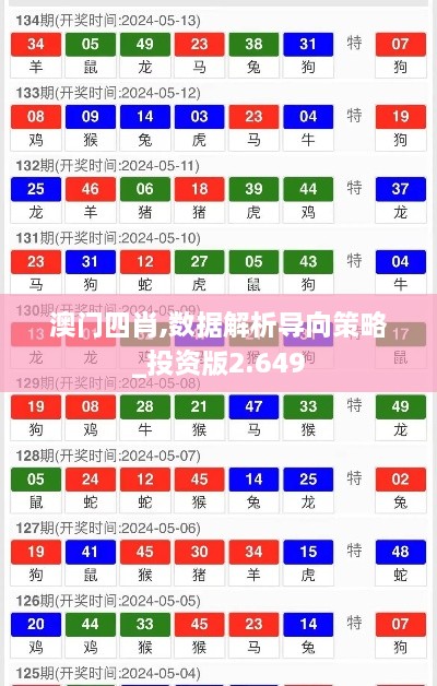 澳门四肖,数据解析导向策略_投资版2.649