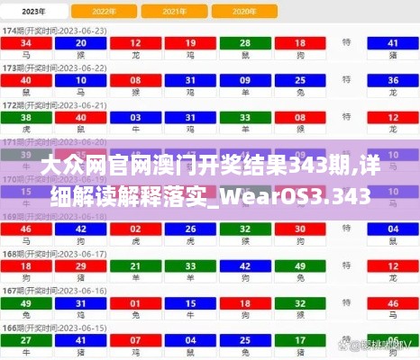 大众网官网澳门开奖结果343期,详细解读解释落实_WearOS3.343