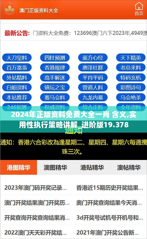 2024年正版资料免费大全一肖 含义,实用性执行策略讲解_进阶版19.378