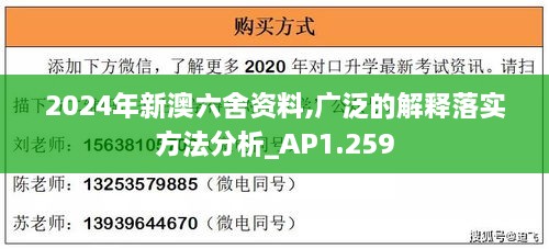 2024年新澳六舍资料,广泛的解释落实方法分析_AP1.259