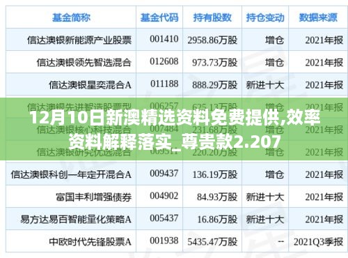 12月10日新澳精选资料免费提供,效率资料解释落实_尊贵款2.207