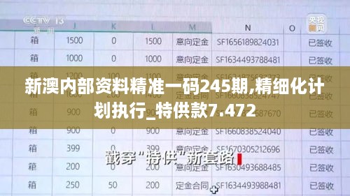 新澳内部资料精准一码245期,精细化计划执行_特供款7.472