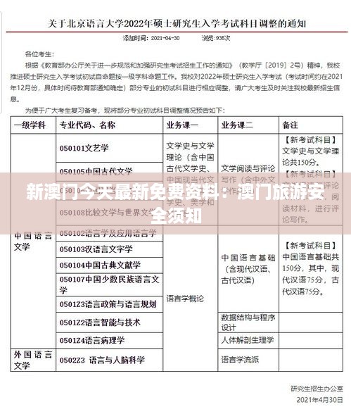 新澳门今天最新免费资料：澳门旅游安全须知