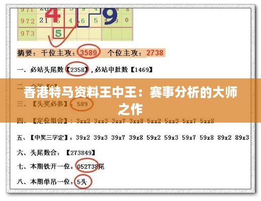 香港特马资料王中王：赛事分析的大师之作
