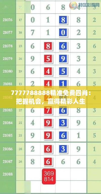 7777788888精准免费四肖：把握机会，赢得精彩人生