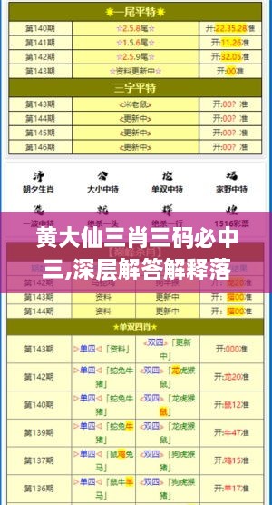 黄大仙三肖三码必中三,深层解答解释落实_10DM9.732