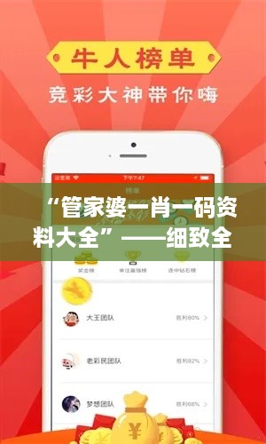 “管家婆一肖一码资料大全”——细致全面的使用指南